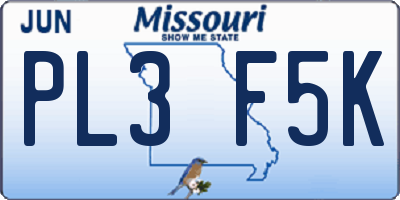 MO license plate PL3F5K