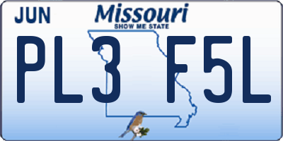 MO license plate PL3F5L