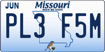 MO license plate PL3F5M