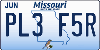 MO license plate PL3F5R