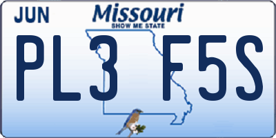 MO license plate PL3F5S