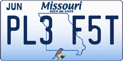 MO license plate PL3F5T