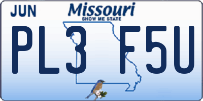 MO license plate PL3F5U