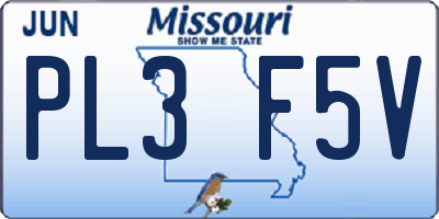 MO license plate PL3F5V
