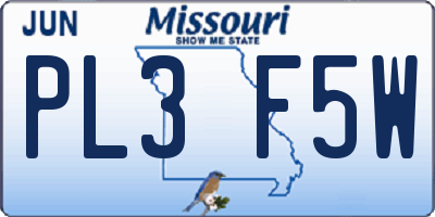 MO license plate PL3F5W