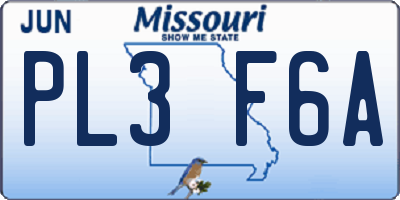 MO license plate PL3F6A