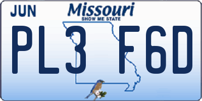 MO license plate PL3F6D