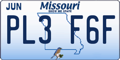 MO license plate PL3F6F