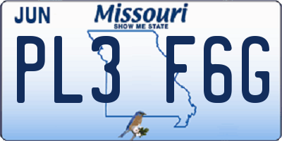 MO license plate PL3F6G