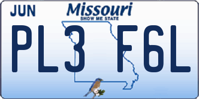MO license plate PL3F6L