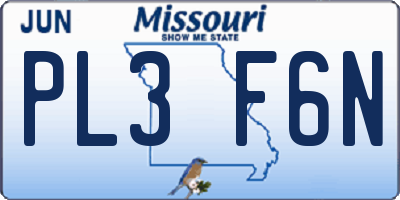 MO license plate PL3F6N