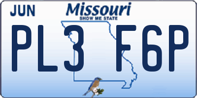 MO license plate PL3F6P