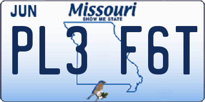 MO license plate PL3F6T