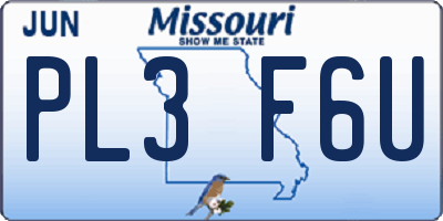 MO license plate PL3F6U