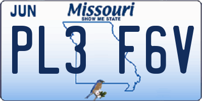 MO license plate PL3F6V