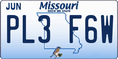 MO license plate PL3F6W