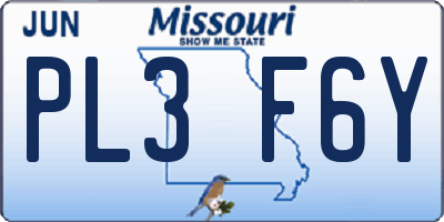 MO license plate PL3F6Y