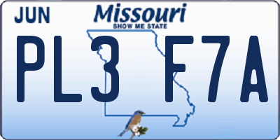 MO license plate PL3F7A
