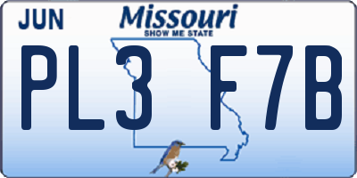 MO license plate PL3F7B