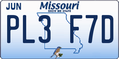 MO license plate PL3F7D