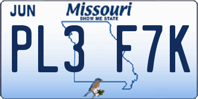 MO license plate PL3F7K