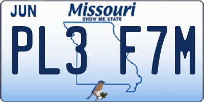 MO license plate PL3F7M