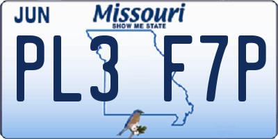 MO license plate PL3F7P