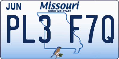 MO license plate PL3F7Q