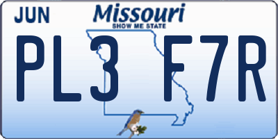 MO license plate PL3F7R