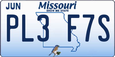 MO license plate PL3F7S