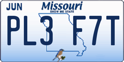 MO license plate PL3F7T