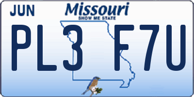 MO license plate PL3F7U