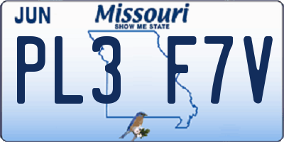 MO license plate PL3F7V