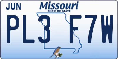 MO license plate PL3F7W