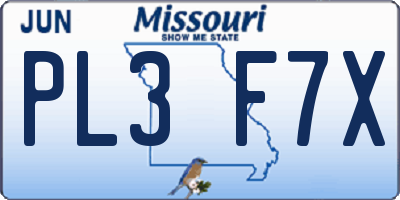 MO license plate PL3F7X