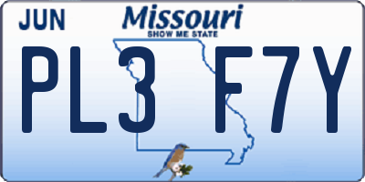 MO license plate PL3F7Y