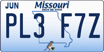 MO license plate PL3F7Z