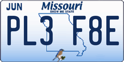 MO license plate PL3F8E