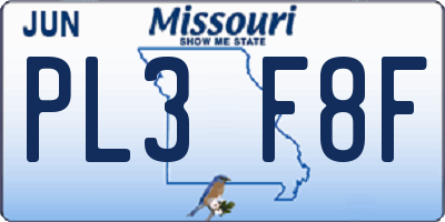 MO license plate PL3F8F