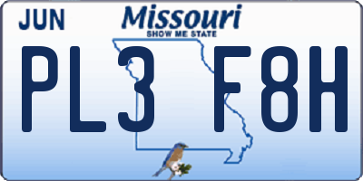 MO license plate PL3F8H