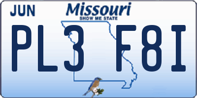 MO license plate PL3F8I