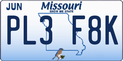 MO license plate PL3F8K