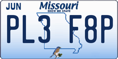 MO license plate PL3F8P