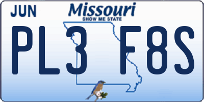 MO license plate PL3F8S