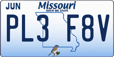 MO license plate PL3F8V