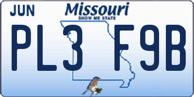 MO license plate PL3F9B