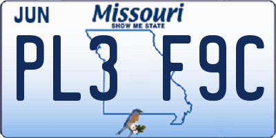 MO license plate PL3F9C