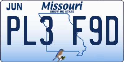 MO license plate PL3F9D