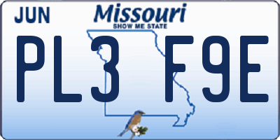 MO license plate PL3F9E
