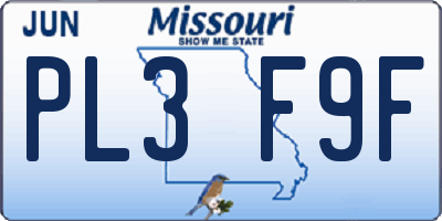 MO license plate PL3F9F